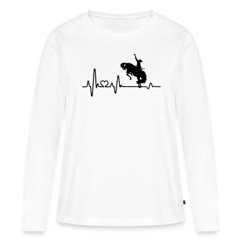 Pferd Herzschlag Westernreiten Westernreiter Rodeo - Frauen Premium Bio Langarmshirt - Weiß - Vorne - Julia (174cm)