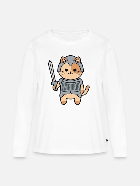 WARRIOR Katze - Frauen Premium Bio Langarmshirt - Weiß