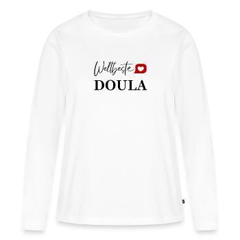WELTBESTE DOULA - Frauen Premium Bio Langarmshirt - Weiß - Vorne - Julia (174cm)