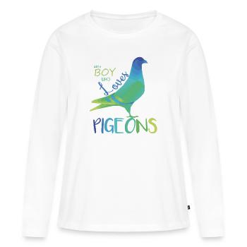Colombe - T-shirt manches longues Premium bio Femme - blanc - Devant - Julia (174cm)
