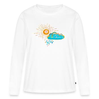 Pas de pluie, pas de fleurs - T-shirt manches longues Premium bio Femme - blanc - Devant - Julia (174cm)