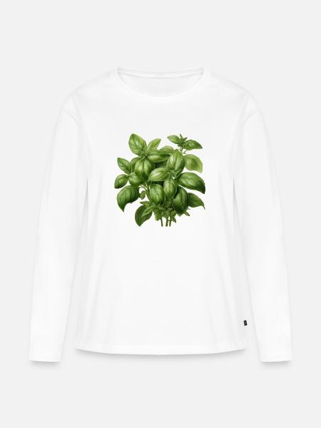 Basilikum - Frauen Premium Bio Langarmshirt - Weiß