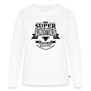 konditorin nummer eins - Frauen Premium Bio Langarmshirt - Weiß - Vorne - Julia (174cm)