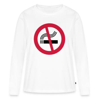Interdiction de fumer - T-shirt manches longues Premium bio Femme - blanc - Devant - Julia (174cm)