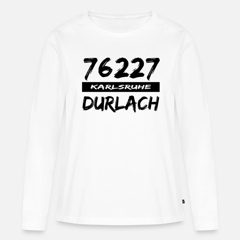 76227 Karlsruhe Durlach - Frauen Premium Bio Langarmshirt - Weiß