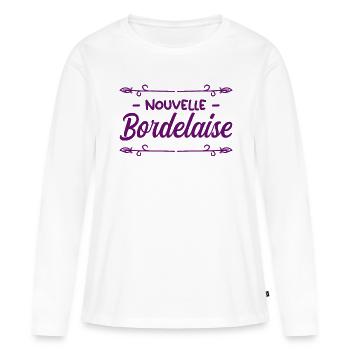 Nouvelle Bordelaise - Idée cadeau - T-shirt manches longues Premium bio Femme - blanc - Devant - Julia (174cm)