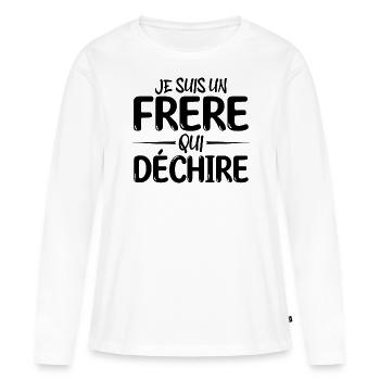 Je suis un frère qui déchire cadeau pour mon frère - T-shirt manches longues Premium bio Femme - blanc - Devant - Julia (174cm)