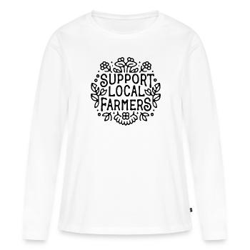 Je soutiens les agriculteurs - T-shirt manches longues Premium bio Femme - blanc - Devant - Julia (174cm)