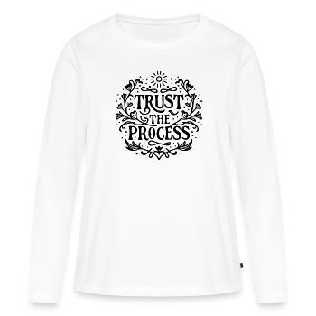 Trust the process - Women's Premium Organic Long Sleeve Shirt - white - Front - Julia (174cm)