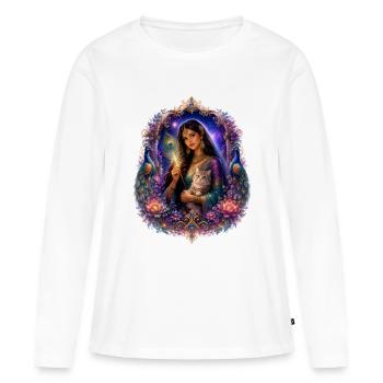 Mystic Cat Keeper - Women's Premium Organic Long Sleeve Shirt - white - Front - Julia (174cm)