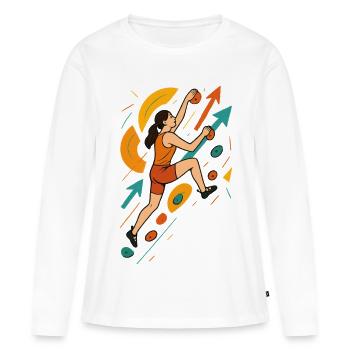Maillot dynamique de bloc - Escalade féminine - T-shirt manches longues Premium bio Femme - blanc - Devant - Julia (174cm)