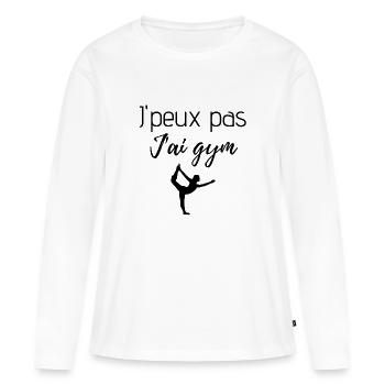 J'peux pas j ai gym - T-shirt manches longues Premium bio Femme - blanc - Devant - Julia (174cm)