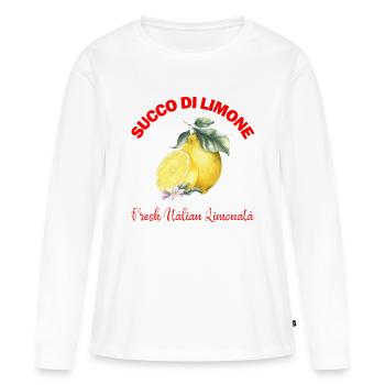 Style de jus de citron italien – Chemise d’été Re - T-shirt manches longues Premium bio Femme - blanc - Devant - Julia (174cm)