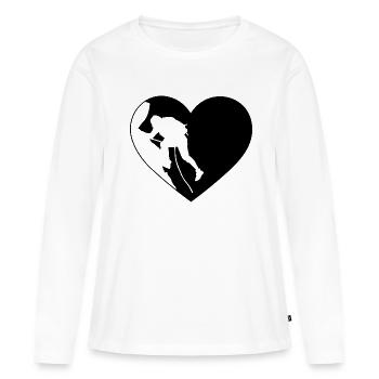 Cœur 1 et Escalade - - T-shirt manches longues Premium bio Femme - blanc - Devant - Julia (174cm)