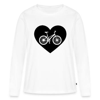 Cœur 1 et Vélo - - T-shirt manches longues Premium bio Femme - blanc - Devant - Julia (174cm)