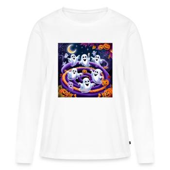 Collection d’Halloween - Halloween fantomatique - T-shirt manches longues Premium bio Femme - blanc - Devant - Julia (174cm)