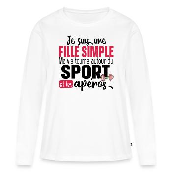 Sport Sportif Muscu Running Fitness Humour Workout - T-shirt manches longues Premium bio Femme - blanc - Devant - Julia (174cm)