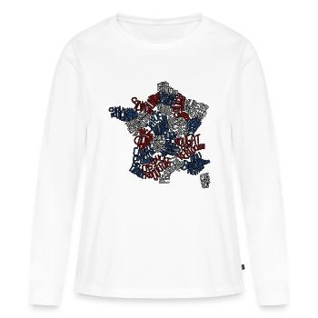 Carte de France-gastronomie - T-shirt manches longues Premium bio Femme - blanc - Devant - Julia (174cm)