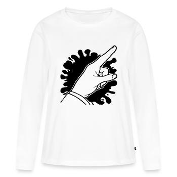 Finger avec Fleck - T-shirt manches longues Premium bio Femme - blanc - Devant - Julia (174cm)