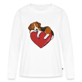 Beagle Coeur - T-shirt manches longues Premium bio Femme - blanc - Devant - Julia (174cm)