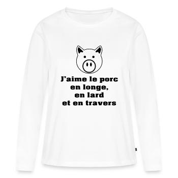 longe-lard-travers-NB - T-shirt manches longues Premium bio Femme - blanc - Devant - Julia (174cm)