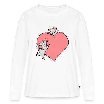 großes Herz - Frauen Premium Bio Langarmshirt - Weiß - Vorne - Julia (174cm)