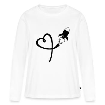 rakete_liebe__f1 - T-shirt manches longues Premium bio Femme - blanc - Devant - Julia (174cm)