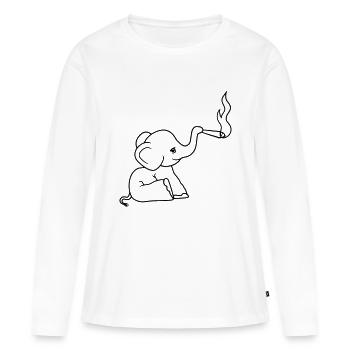 bekiffter elefant kiffen joint stoned weed cannabi - Frauen Premium Bio Langarmshirt - Weiß - Vorne - Julia (174cm)