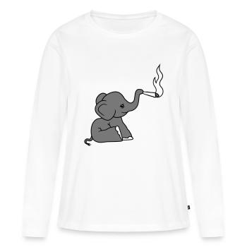 elefant bekifft kiffen joint stoned weed cannabis - T-shirt manches longues Premium bio Femme - blanc - Devant - Julia (174cm)