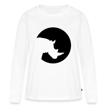 Nashorn - Frauen Premium Bio Langarmshirt - Weiß - Vorne - Julia (174cm)