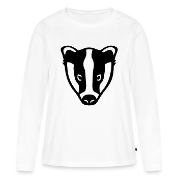 Dachs - Frauen Premium Bio Langarmshirt - Weiß - Vorne - Julia (174cm)