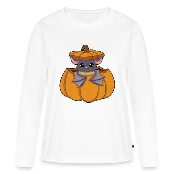 Fledermaus im Kürbis - Frauen Premium Bio Langarmshirt - Weiß - Vorne - Julia (174cm)