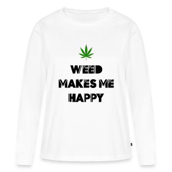 l’herbe me rend heureux cannabis marijuana - T-shirt manches longues Premium bio Femme - blanc - Devant - Julia (174cm)