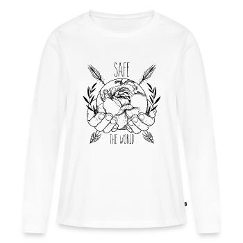 Safe the world - Frauen Premium Bio Langarmshirt - Weiß - Vorne - Julia (174cm)