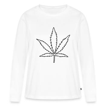 Minimalistisches Hanfblatt - Frauen Premium Bio Langarmshirt - Weiß - Vorne - Julia (174cm)