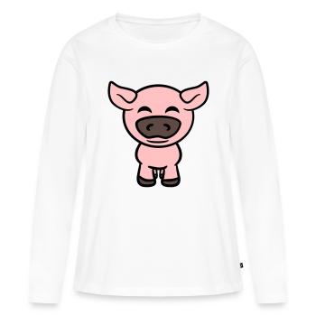 Petit Cochon Mignon Cochon Animal Amour - T-shirt manches longues Premium bio Femme - blanc - Devant - Julia (174cm)