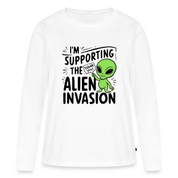 Alien Invasion - Humor - Women's Premium Organic Long Sleeve Shirt - white - Front - Julia (174cm)