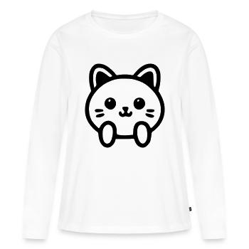 Tete de chat mignon - T-shirt manches longues Premium bio Femme - blanc - Devant - Julia (174cm)
