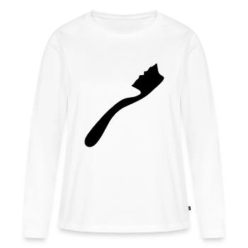 Brosse à dents - T-shirt manches longues Premium bio Femme - blanc - Devant - Julia (174cm)