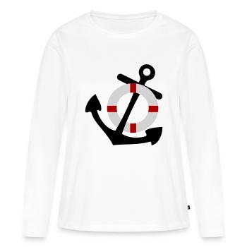 ancre et bouée - T-shirt manches longues Premium bio Femme - blanc - Devant - Julia (174cm)