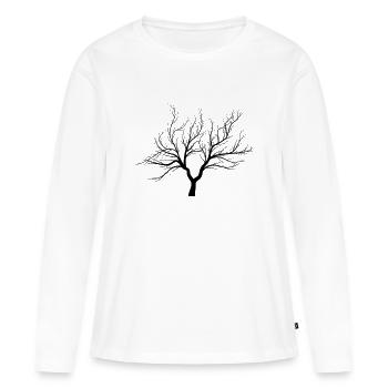 Baum mit Statement - Frauen Premium Bio Langarmshirt - Weiß - Vorne - Julia (174cm)