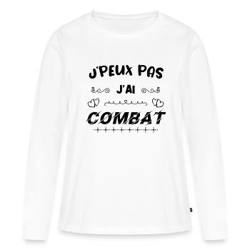J PEUX PAS J'AI COMBAT - T-shirt manches longues Premium bio Femme - blanc - Devant - Julia (174cm)