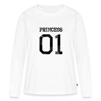 Princesse 01 noir look usé chemise - T-shirt manches longues Premium bio Femme - blanc - Devant - Julia (174cm)