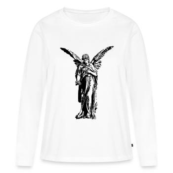 Ange gardien / Sculpture / Ange / Graphique - T-shirt manches longues Premium bio Femme - blanc - Devant - Julia (174cm)