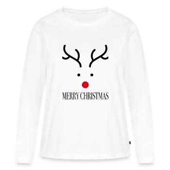 Noël Merry Christmas Rudolf le renne - T-shirt manches longues Premium bio Femme - blanc - Devant - Julia (174cm)