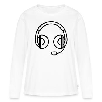 casque audio gaming - T-shirt manches longues Premium bio Femme - blanc - Devant - Julia (174cm)