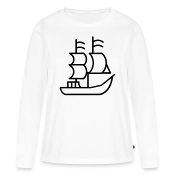 Bateau pirate - T-shirt manches longues Premium bio Femme - blanc - Devant - Julia (174cm)