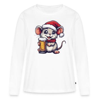 Bière de Noël Mouse - T-shirt manches longues Premium bio Femme - blanc - Devant - Julia (174cm)