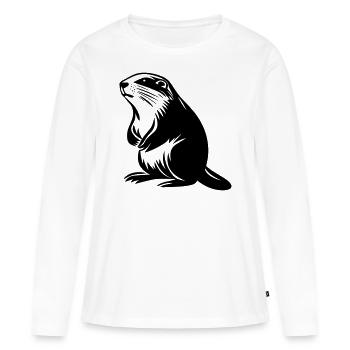 Murmeltier - Frauen Premium Bio Langarmshirt - Weiß - Vorne - Julia (174cm)