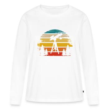 Soleil rétro et astronomie - - T-shirt manches longues Premium bio Femme - blanc - Devant - Julia (174cm)